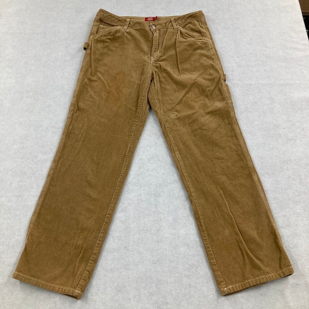 Dickies Men's Tan Corduroy Carpenter Pants Relaxed Fit Workwear Trousers Size 30